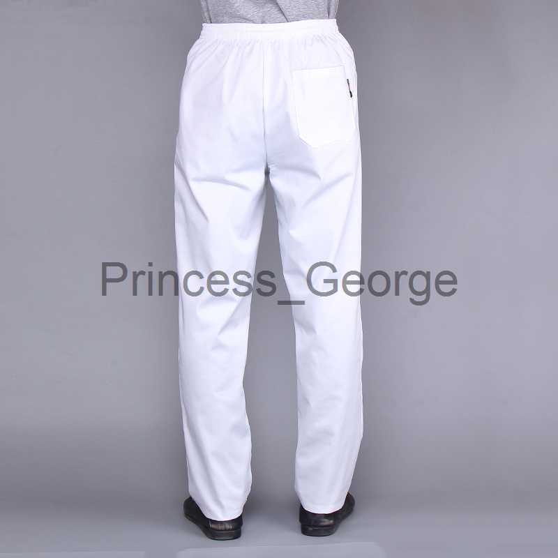 Others Apparel High Quality Chef uniforms kitchen cooker work clothes white pants hotel restaurant bakery catering elastic trousers zebra pants x0711