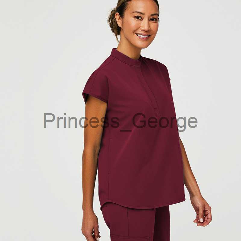 Others Apparel Solid Color Uniform Nurse Workwear Scrubs Set Top Pant Women Summer Elastic Quick Drying Hospital Doctor Working Suits x0711