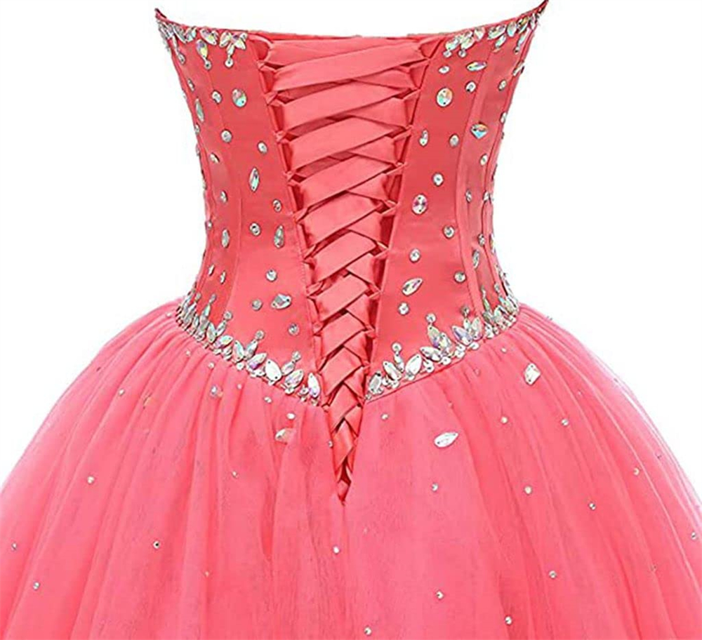 Quinceanera Dresses Princess Sweetheart Crystal Ball Gown with Tulle Lace-up Plus Size Sweet 16 Debutante Party Birthday Vestidos De 15 Anos 145