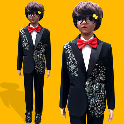 Suits High quality fashion gentleman style custom boy suit tailor jacket 4 piece embroidered sequins costume show 230711