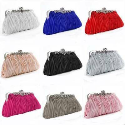 Evening Bag Lady Satin Crystal Bridal Handbag Clutch Party Wedding Purse Bag Pleated Day Clutches Solid Ladies Handbags 230711