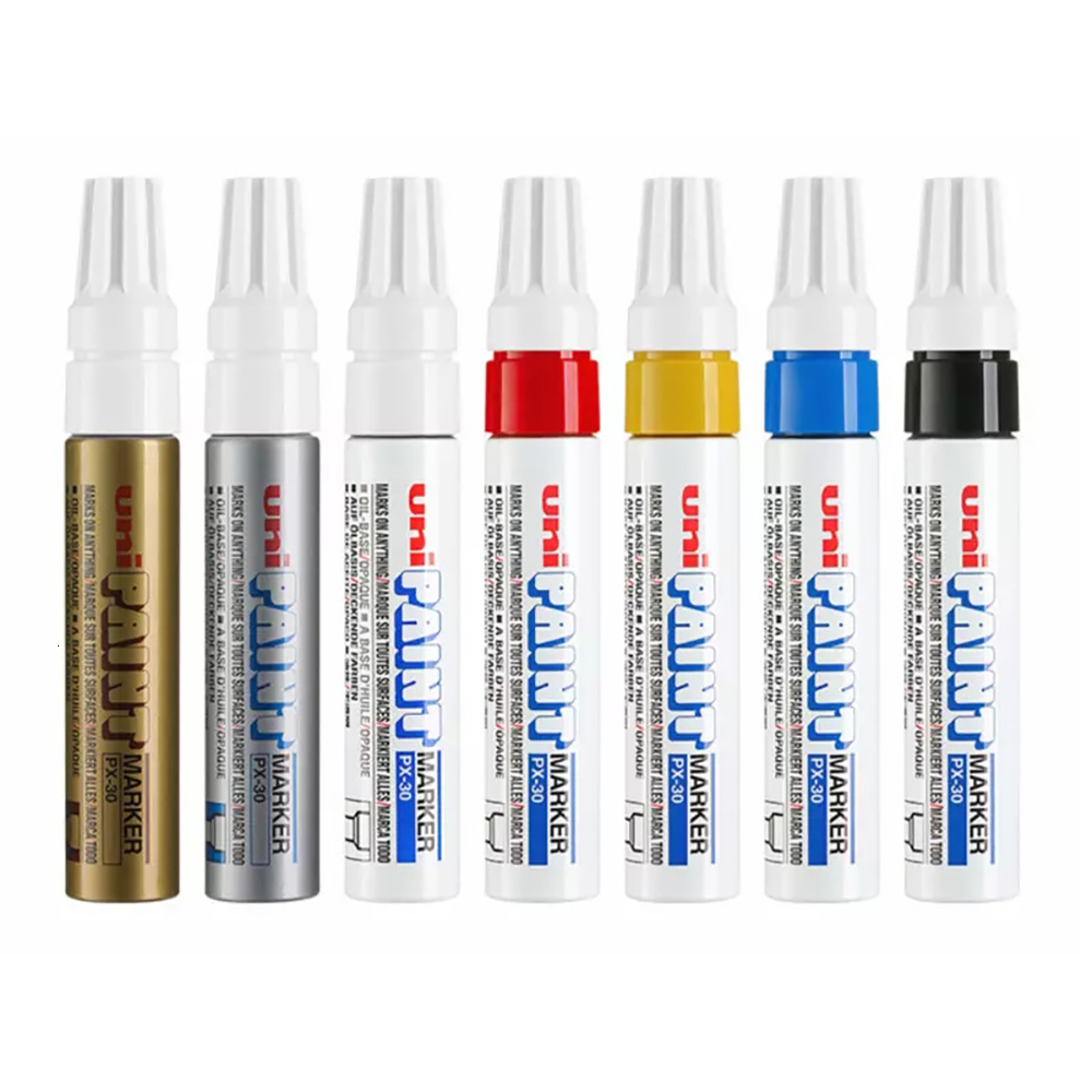 Markers 7 Pcs UNI Paint Pen PX-30 Touch-up Pen Industrial Pen Oblique Head Thick Oily Graffiti Pen Permanent Marker Painting Supplies 230710