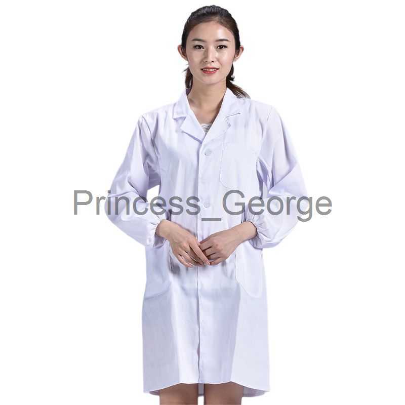 Others Apparel M2EA Women Men Unisex Long Sleeve White Lab Coat Notched Lapel Collar Button Down Medical Nurse Doctor Uniform Tunic Blouse x0711