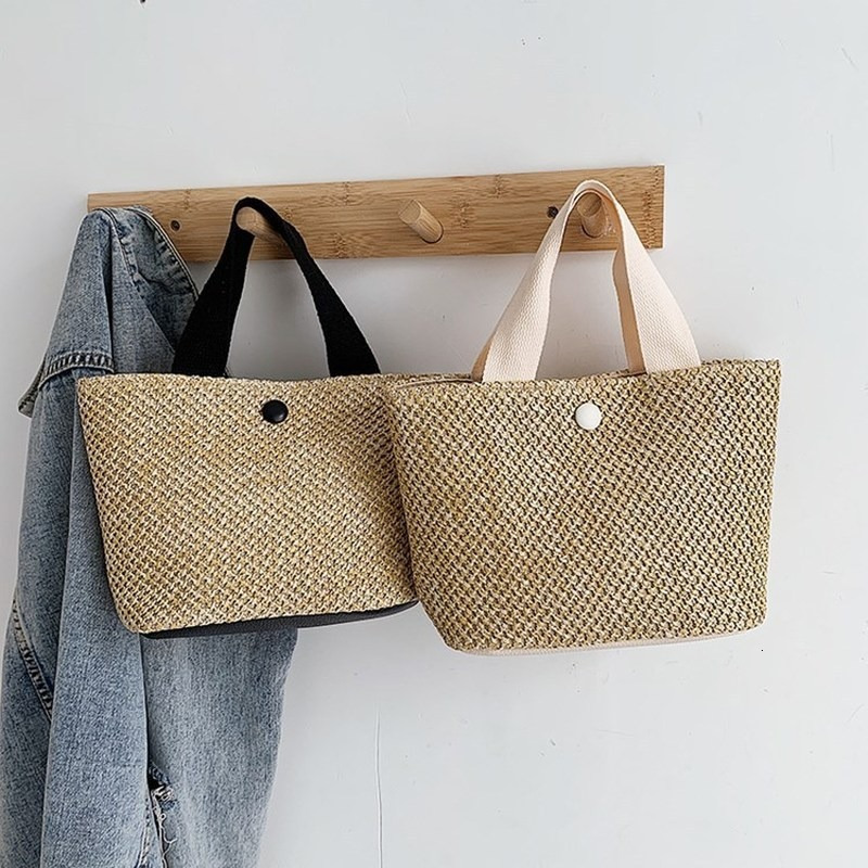Evening Bags Summer Bohemian Handmade Weaving Women Beach Straw Bag Wrapped Rattan Basket Handbags Travel 230711