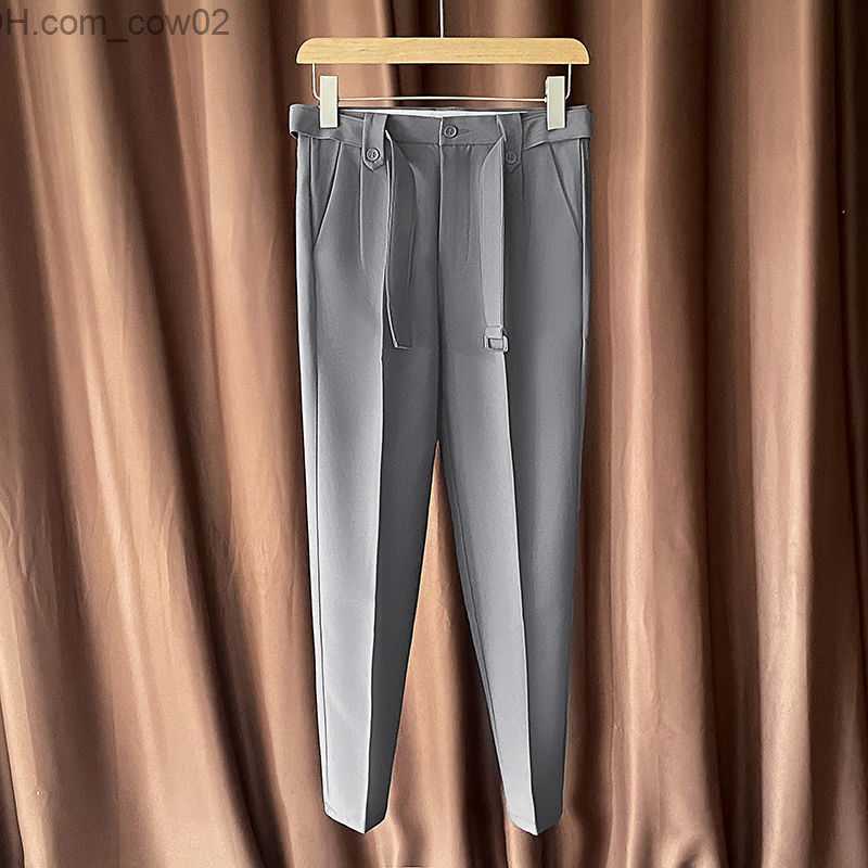 Men's Pants 2022 Spring and Autumn New Men's Dress Pants Fashion Slim Fit Business Formal Set Men's Casual Solid Office Pants O38 Z2307
