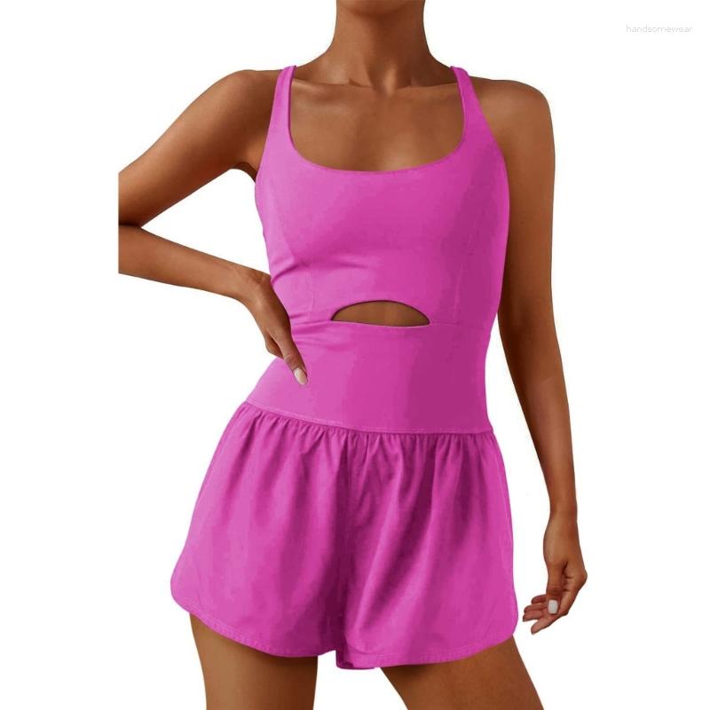 Women Running Onesie Workout Solid Color One-Piece Outfit Female Casual Jumpsuits Rompers Tummy Control Jumpsuit B1