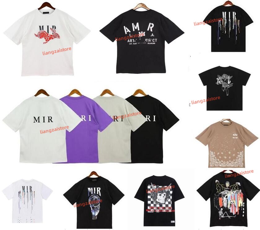 

Mens T Shirt Designer Tshirt Limited Edition Couples Tees Street Wear Summer Fashion Brand A miri Shirt Splash-ink Letter Print Short Sleeve Casual Loose Crewneck Tee, Cust1