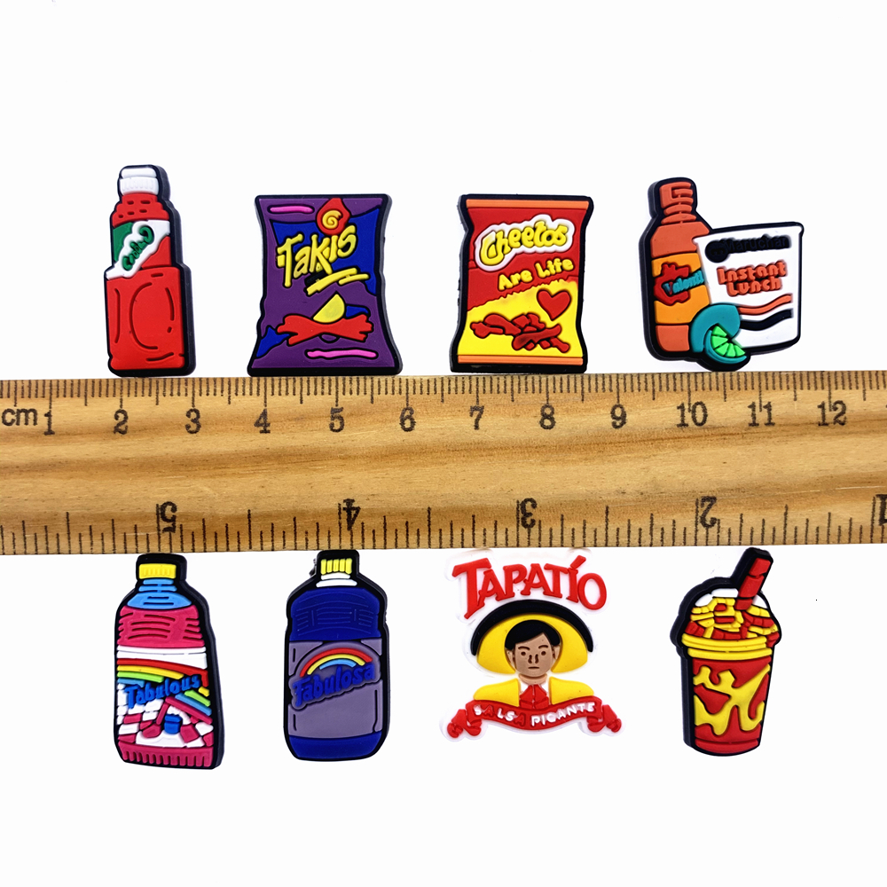 Shoe Parts Accessories 1PCS Mexico Style Fashion Food Icon Shoes Charms For Kids Croc DIY Gifts Potato Chips Bottle Wristband Buckle 230711