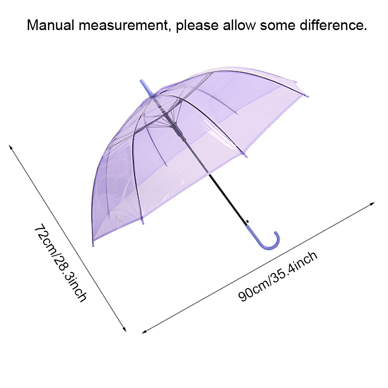 Transparent Umbrellas Clear PVC See Through Umbrellas Long Handle Party Wedding Travel Dating Events J Hook Stick Umbrella W0063