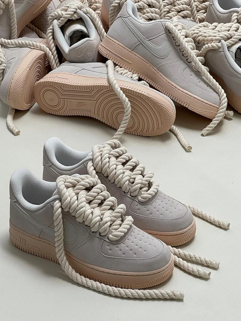 Shoe Parts Accessories Bold Cotton Linen Twist Weave Shoelaces Wood Color Rope Laces Men Women Trend Personality Sport Casual Shoes Dropsship 230711