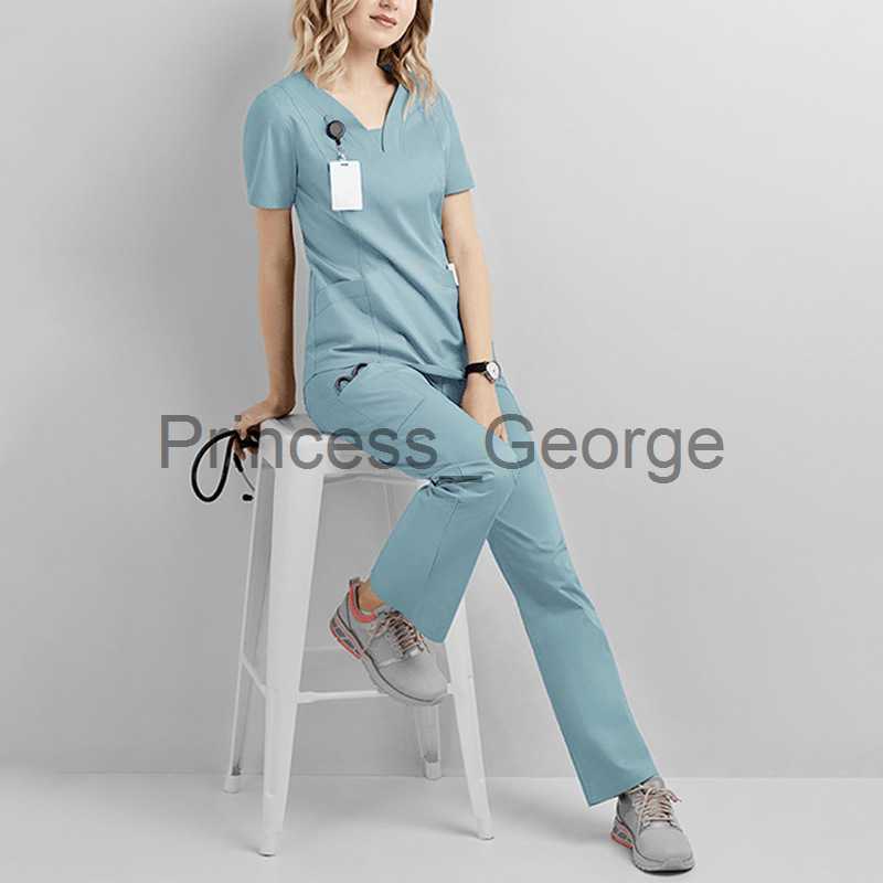 Others Apparel women Surgical Suit Doctor Nurses' Uniform Beauty Salon Stomatological Hospital Overalls Hand Washing Suit x0711