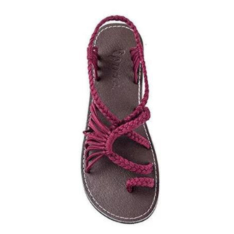 Sandals Roman Summer Sandals Explosion Color Matching Rope Knot Beach Toe Sandals Women Plus Size 35-43 230710