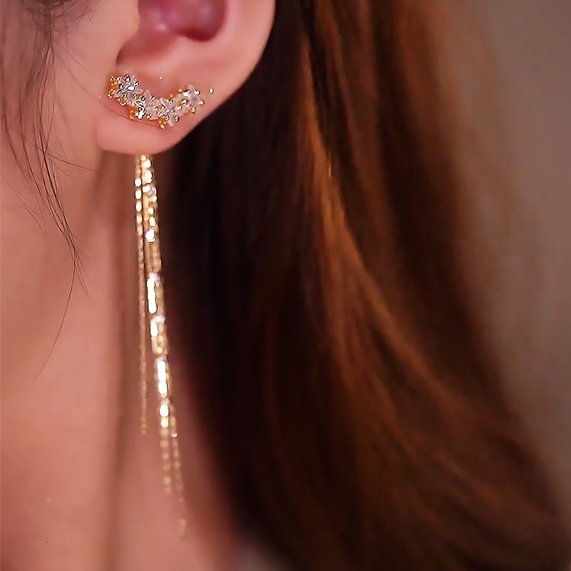 Stud Trend Long Wire Tassel Thread Chain Climb Star Heart Pendants 2023 Korean Drop Earring s Straight Hanging Earings Jewelry 230710