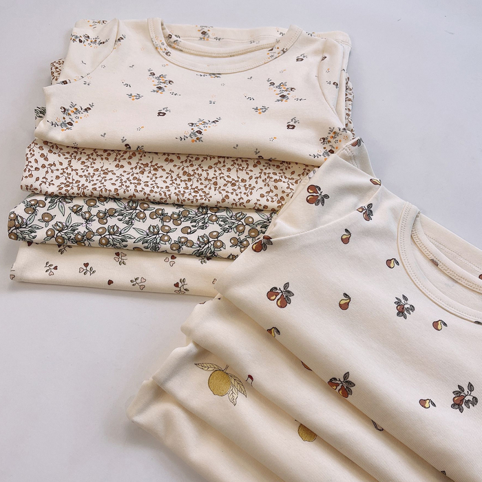 Pajamas Floral Print Baby Pajama Set Baby Clothes Set Infant Kids Outfits Sweatshirt Suit Children Cotton Tops Pants Baby Clothing Set 230710