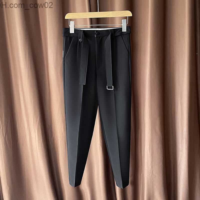 Men's Pants 2022 Spring and Autumn New Men's Dress Pants Fashion Slim Fit Business Formal Set Men's Casual Solid Office Pants O38 Z2307