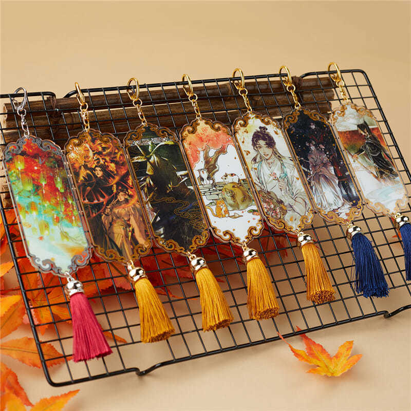 Keychains Lanyards Heaven Officials Blessing Keychain Women Anime Hua Cheng Tassel Pendant Keyring Chain Woman Cute Key Holder for Bags Brelok 230710