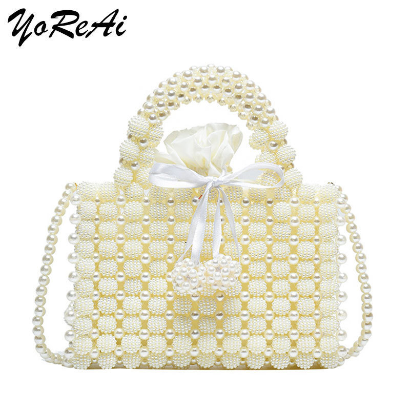 Evening Bags YoReAi Women Pearl Handmade Bag Beaded Clutch Wallet Magic Handbags Ladies Wedding Bridal Handbag Party Purse 230711
