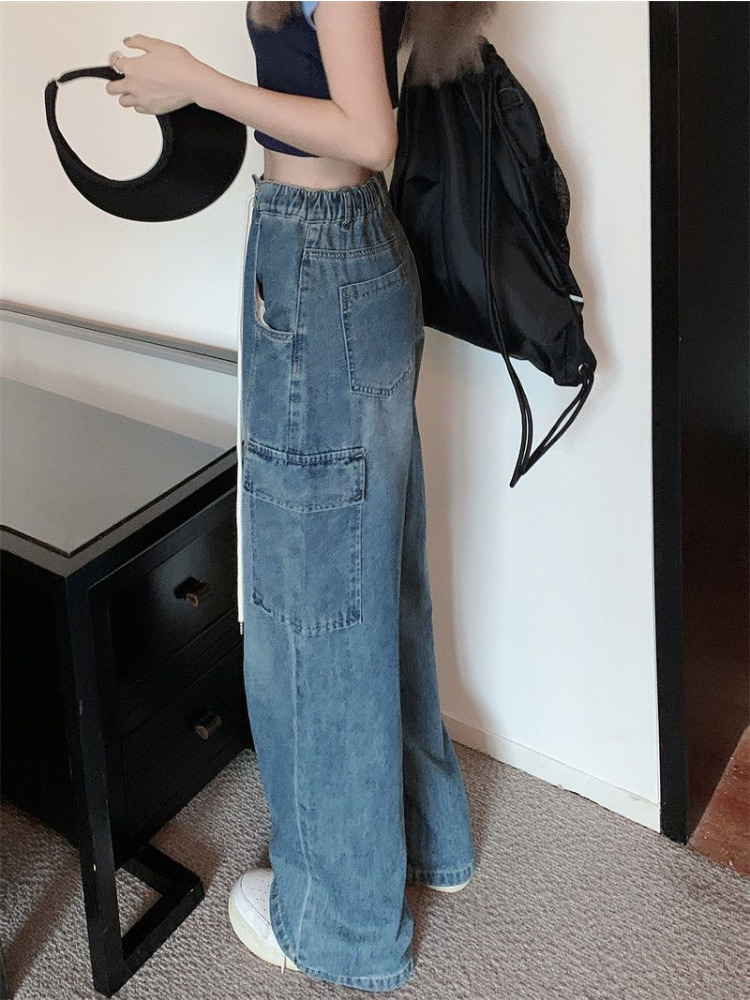 Skirts HOUZHOU Harajuku Y2K Drawstring Baggy Jeans Women Oversize Kpop Streetwear Cargo Pants Female Vintage Pockets Trousers Korean 230710