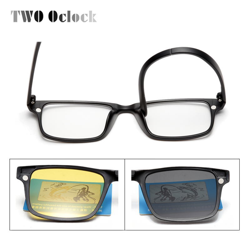 Sunglasses TWO Oclock Flexible Magnet Sunglasses Men Polarized Clip On Glasses Women 7 In 1 Ultra-Light Square Glasses 3D Optic Frame A2247 230710