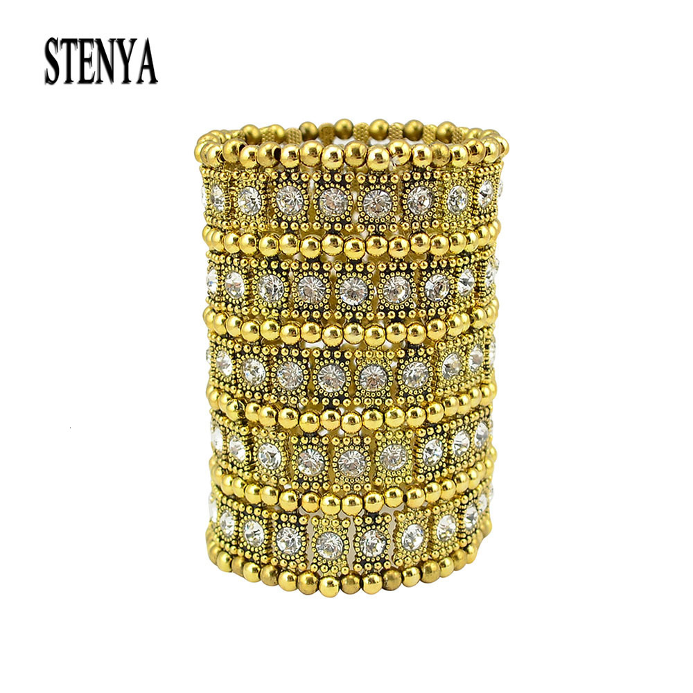 Chain STENYA 5 Rows Multilayer Bracelet Bangles Strands Expandable Openable Fil Stretch Exaggeration Jewelry Wedding Party Cuff Retro 230710