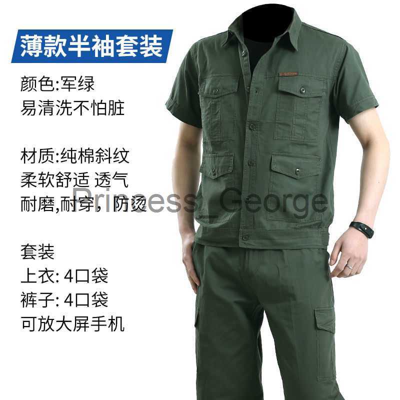 Others Apparel Summer long thin with pure cotton overalls mechanics wear labor insurance clothing work clothes of outdoor man united x0711