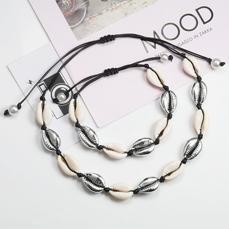 Strands Strings Shell Necklace Bracelet Bohemia Nature Seashell Cowrie Charm Necklaces For Women Choker Rope Chain Bracelets Summer Jewelry Gift 23071