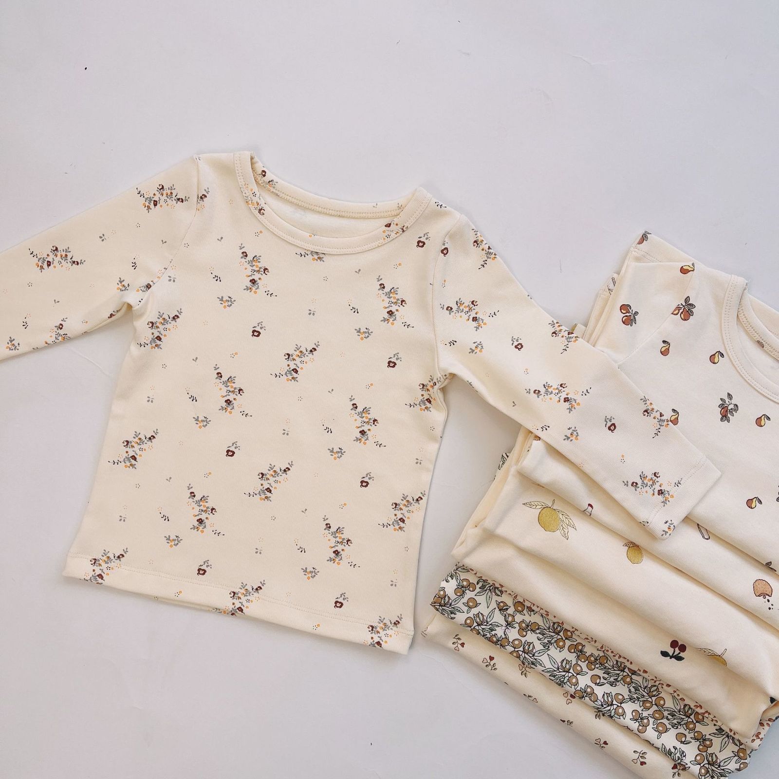 Pajamas Floral Print Baby Pajama Set Baby Clothes Set Infant Kids Outfits Sweatshirt Suit Children Cotton Tops Pants Baby Clothing Set 230710