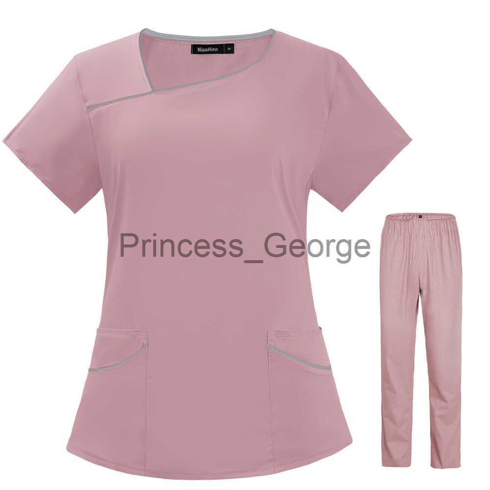 Others Apparel Women Men Doctor Uniform Nursing Scrub Set Nurse Workwear Women Health Service Outfit Work Clothing Top and Pant Scrubs Uniforms x0711