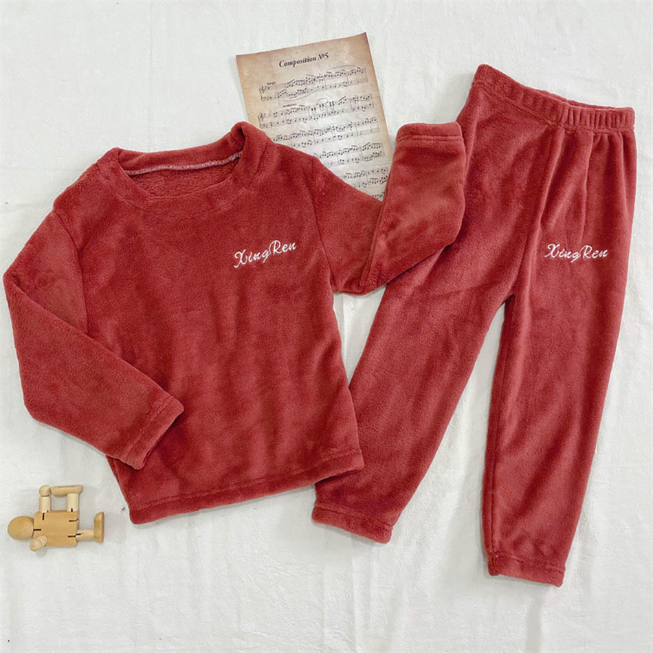 Pajamas Pyjamas Kids Winter Warm Sleeping Wear Sets Boys Girls Fleece Soft Sleepwear Baby Pijamas Clothes 2 pcs Suits 230710