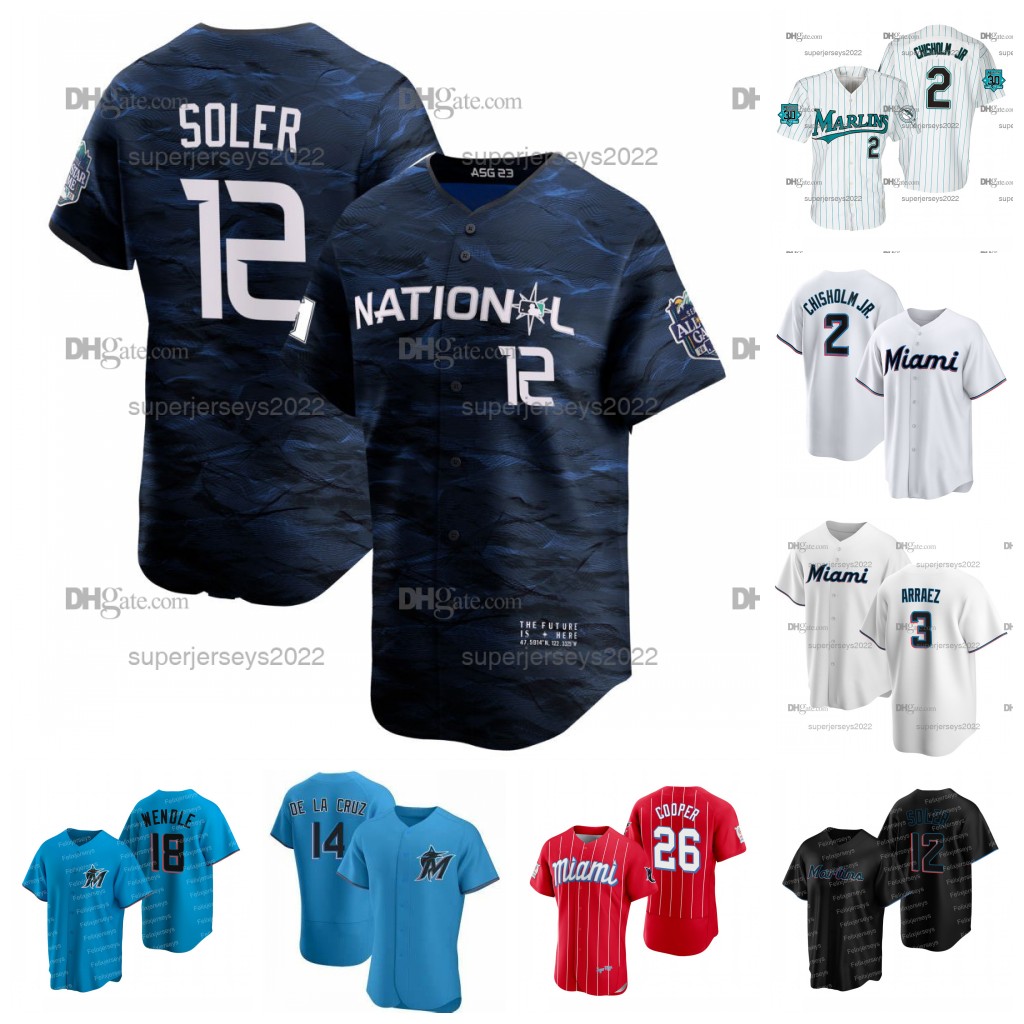 Miami 12 Jorge Soler Jazz Chisholm Jr. Marlins 2023 All-star Game Jersey Luis Arraez Bryan De La Cruz Garrett Cooper Jean Segura Yuli Gurriel Sandy Alcantara Joey Wendle, Cool base white
Miami 12 Jorge Soler Jazz Chisholm Jr. Marlins 2023 All-star Game Jersey Luis Arraez Bryan De La Cruz Garrett Cooper Jean Segura Yuli Gurriel Sandy Alcantara Joey Wendle, Cool base white