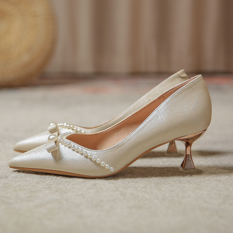 Dress Shoes High Heeled Women Thin Heels French Single Pointy Korean Fashion Wedding Bridesmaid Zapatos De Mujer 230711