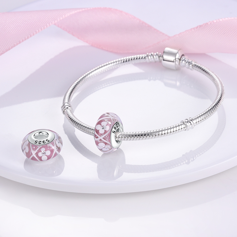 925 SilverCharm Rose Pink Series Infinite Love Mom Heart To Heart Beads Dangle Fashion Charms Set Pendant DIY Fine Beads Jewelry