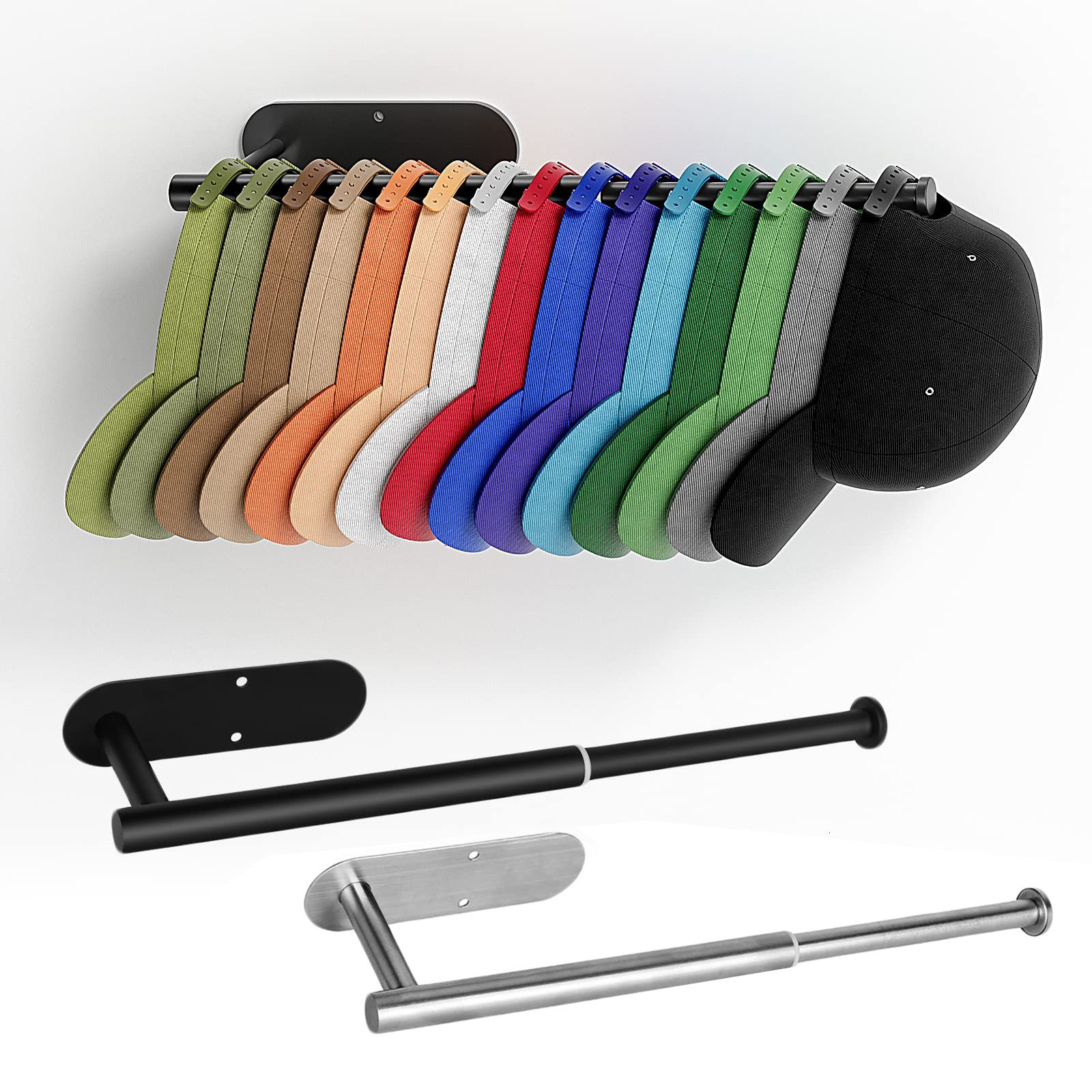 Storage Holders Racks Hat Racks for Baseball Cap Drilled or Strong Adhesive Hat Organizer Hold 30 Cap Retractable Cap Holder for Closet Door Bedroom 2