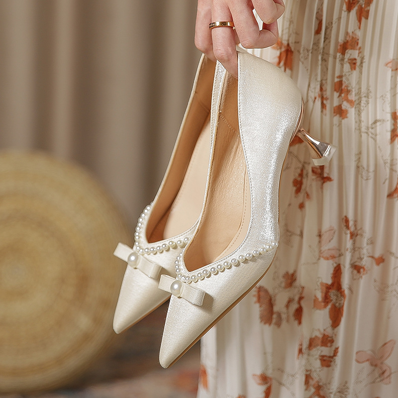 Dress Shoes High Heeled Women Thin Heels French Single Pointy Korean Fashion Wedding Bridesmaid Zapatos De Mujer 230711