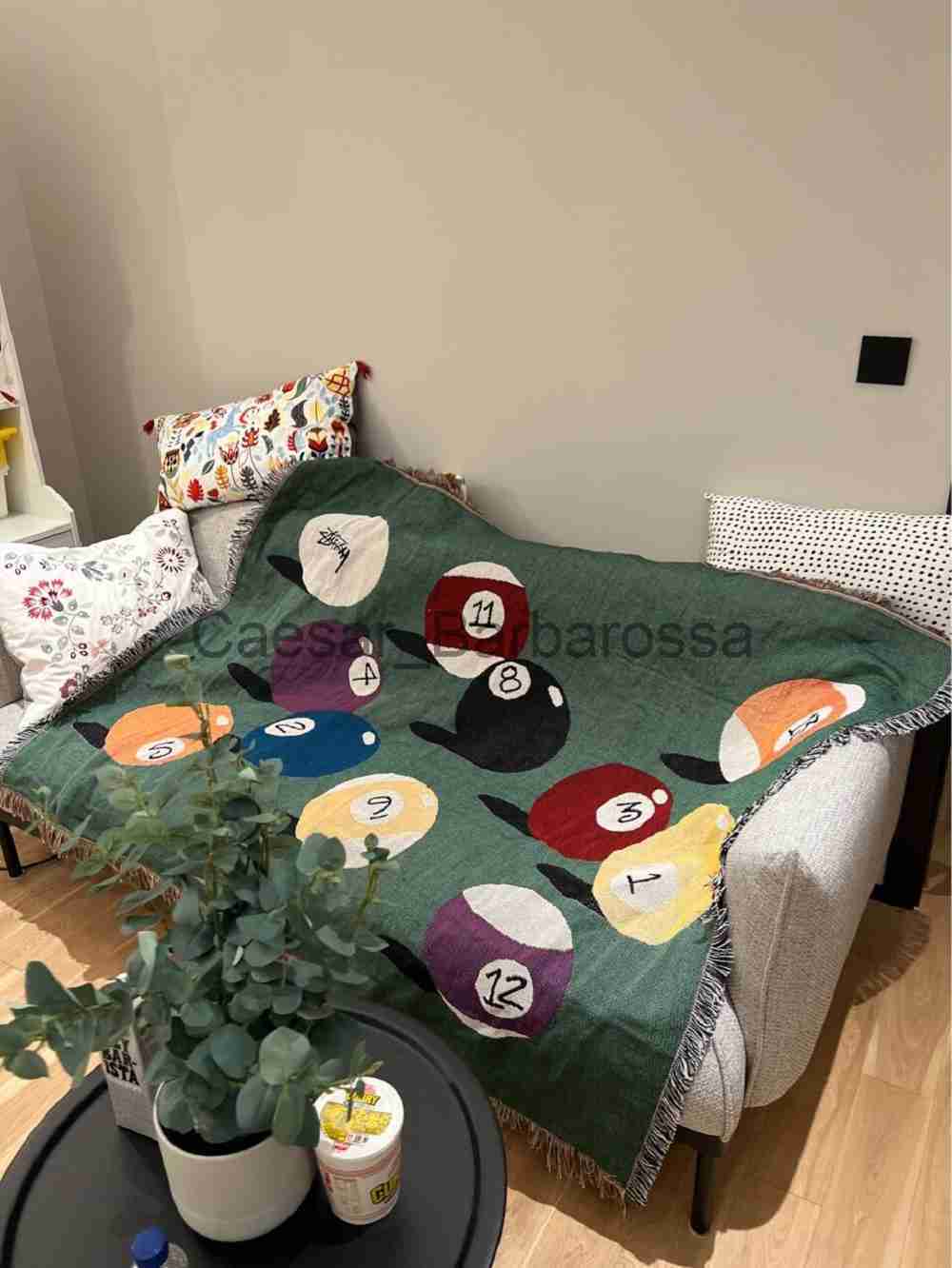 Blankets Billiards Knitted Blanket Picnic Mat Blankets Tapestry Sofa Cushion Travel Cloak Bedroom Decorative Outdoor Carpet Highquality x0711