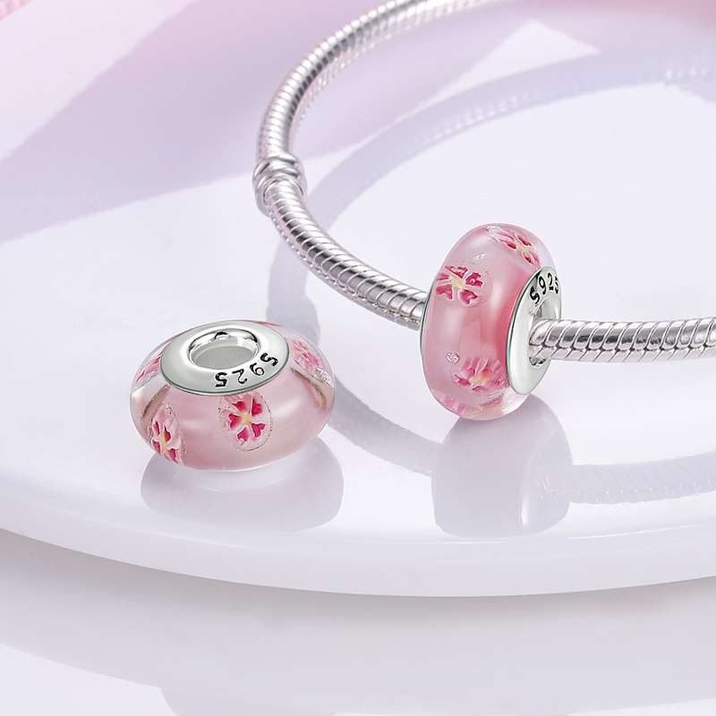925 SilverCharm Rose Pink Series Infinite Love Mom Heart To Heart Beads Dangle Fashion Charms Set Pendant DIY Fine Beads Jewelry