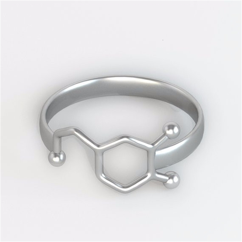 Wedding Rings Fashion Dopamine Molecule Ring for women Chemistry Neurotransmitter Science Jewelry 230710
