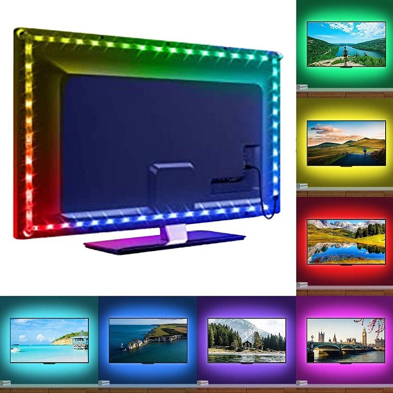 5M LED Light String 60 Leds Computer Desk DIY Backlight 24 Key Remote Control RGB Multicolor Tape Home Decoration Light Strip D2.0