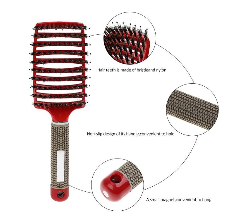 Professional Anti-static Hair Brush Curved Row Hair Comb Hairstyle Scalp Massager Hairbrush Barber Hairdressing Styling Tools