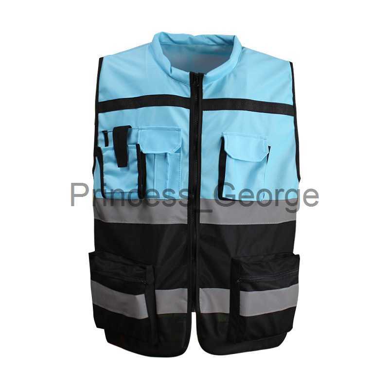 Others Apparel High Visibility Zipper Front Safety Vest With Reflective Strips Motorcycle Vest Riding Work Vest Yellow Black Red Blue Orange x0711