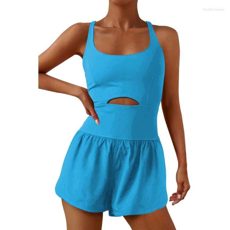 Women Running Onesie Workout Solid Color One-Piece Outfit Female Casual Jumpsuits Rompers Tummy Control Jumpsuit B1