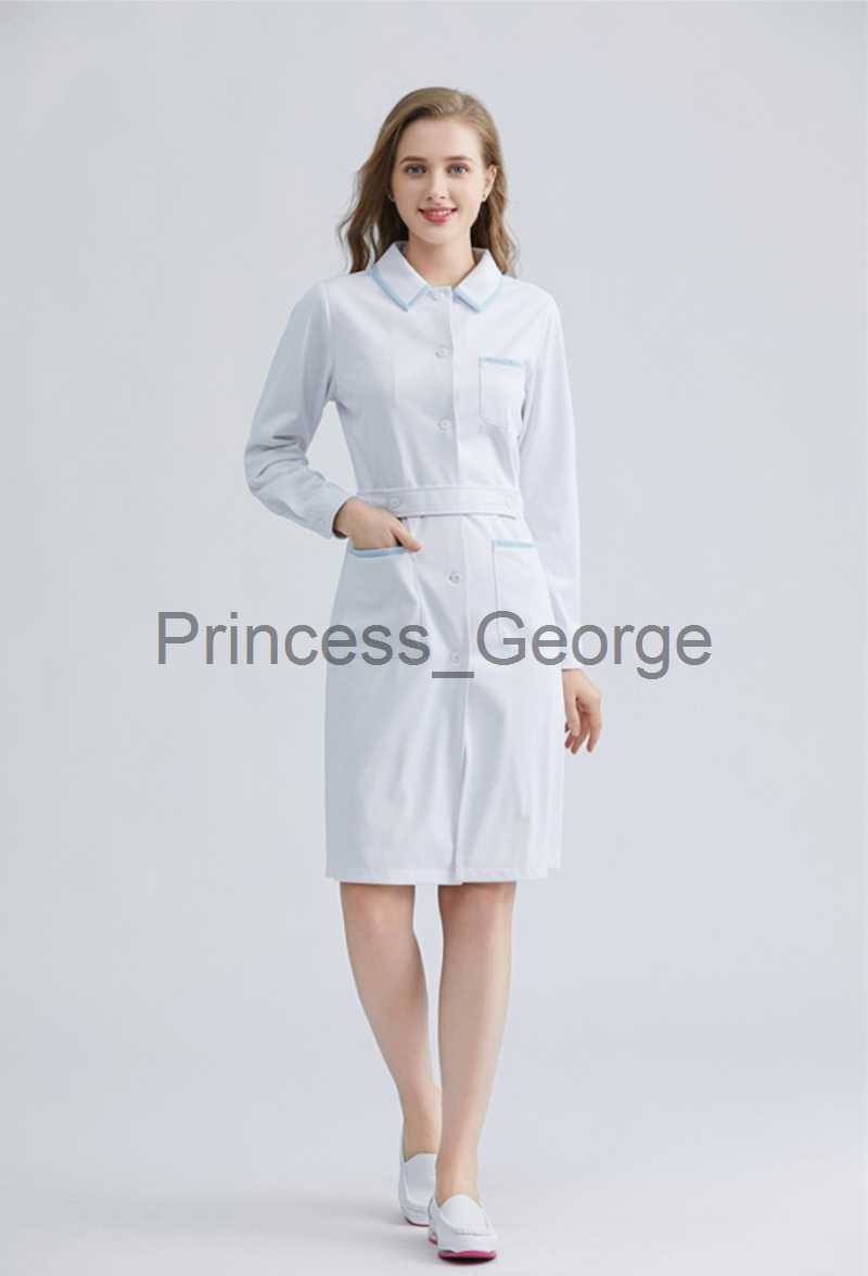 Others Apparel Women's Summer Beauty Salon Nursing Uniform Chemist's Shop Clinic Short Sleeve Fashionable Working Wear With Waistbelt Slim F