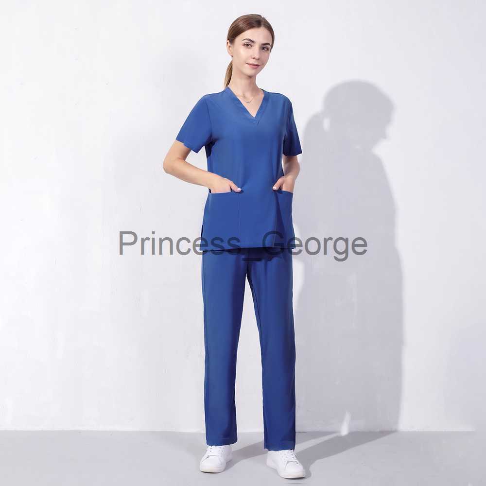 Others Apparel Elasticity Pet Clinic Nurse workwear High Quality Solid Color Nursing Scrubs Women Uniforms hospital Doctor Work Clothing suits x0711