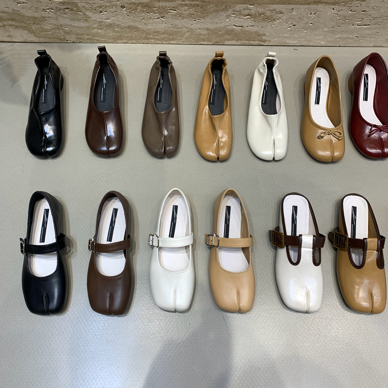 Dress Shoes Spring PU Tabi Ninja Moccasins Round Split Toe Shallow Women Single Shoes Slip on Female Casual Soft Loafers 02 230710