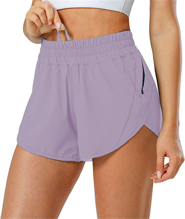 L1467 Women Sports Yoga Shorts Outfits High Waist Sportswear Breathable With Pocket Fitness Wear Short Pants Girls Running Elastic With Inner Lining 6