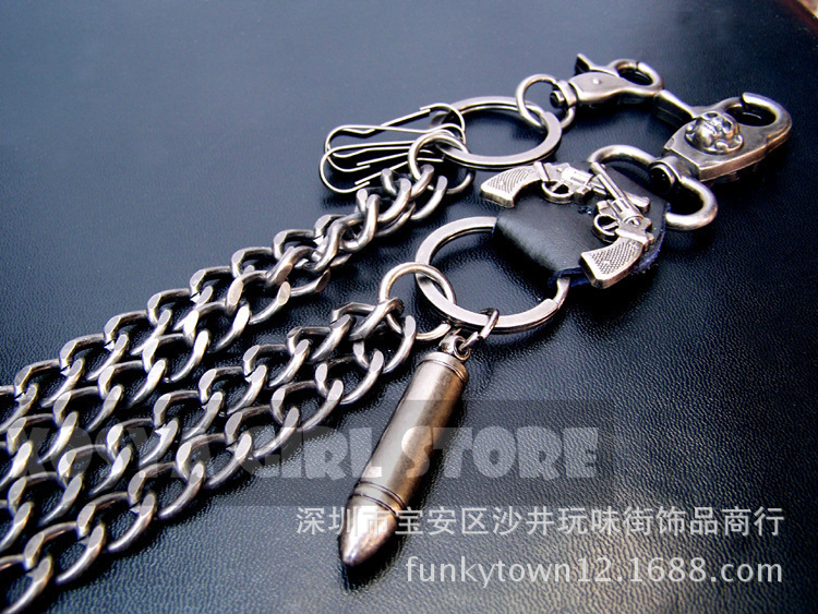 Keychains Lanyards Hip hop punk horns skull metal casual wild pants chain wallet key men s waist DR02 230710