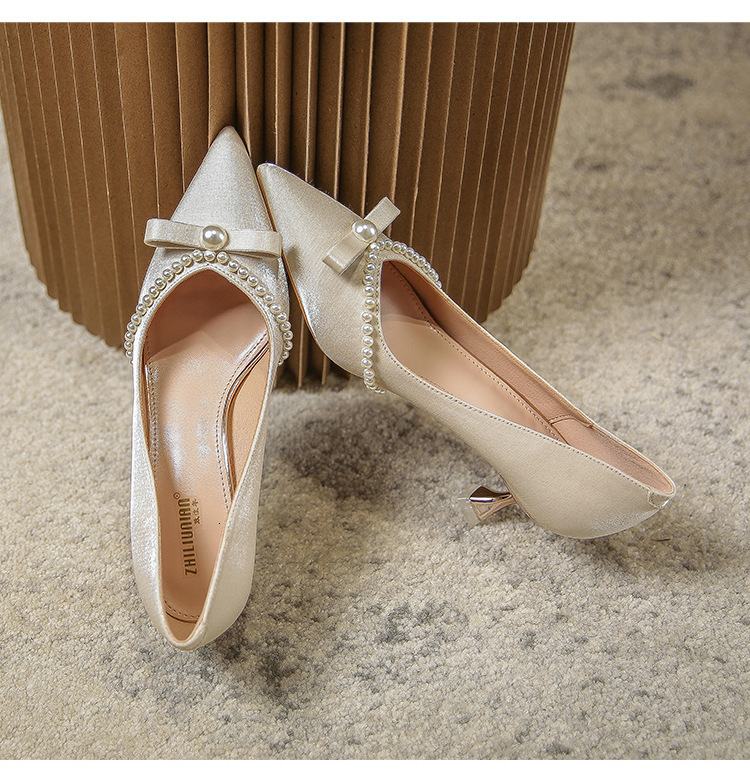 Dress Shoes High Heeled Women Thin Heels French Single Pointy Korean Fashion Wedding Bridesmaid Zapatos De Mujer 230711