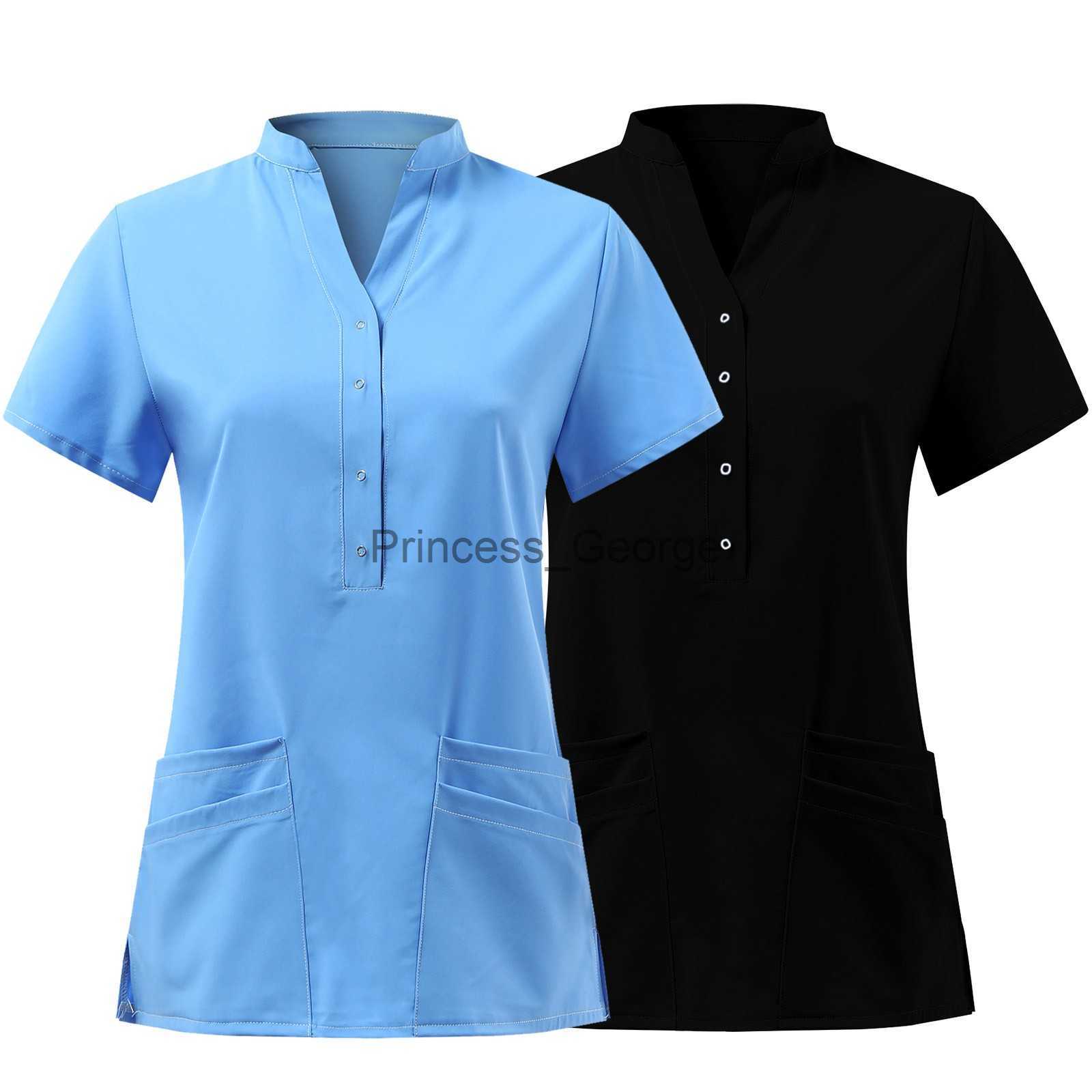Others Apparel Solid Women Nurse Uniforms Scrub Tops Button Nursing Working Medical Uniform Blouse Nurse Accessories Scrubs Uniforms Nursing x0711