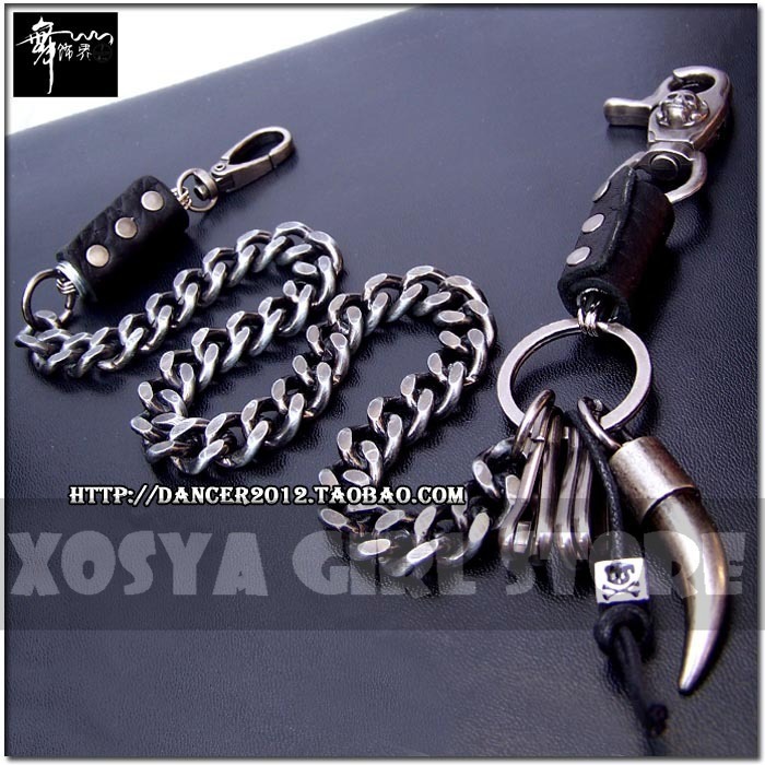 Keychains Lanyards Hip hop punk horns skull metal casual wild pants chain wallet key men s waist DR02 230710