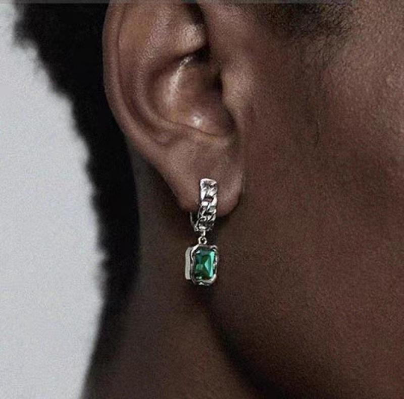 Stud Women s Hypoallergenic Green Zircon Earrings Couple Geometric Vintage Pierced Charming Chic Fashion Party Jewelry Gifts 230710